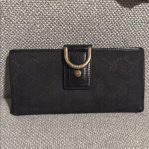 Gucci Authentic Black rehab Women's long Wallet